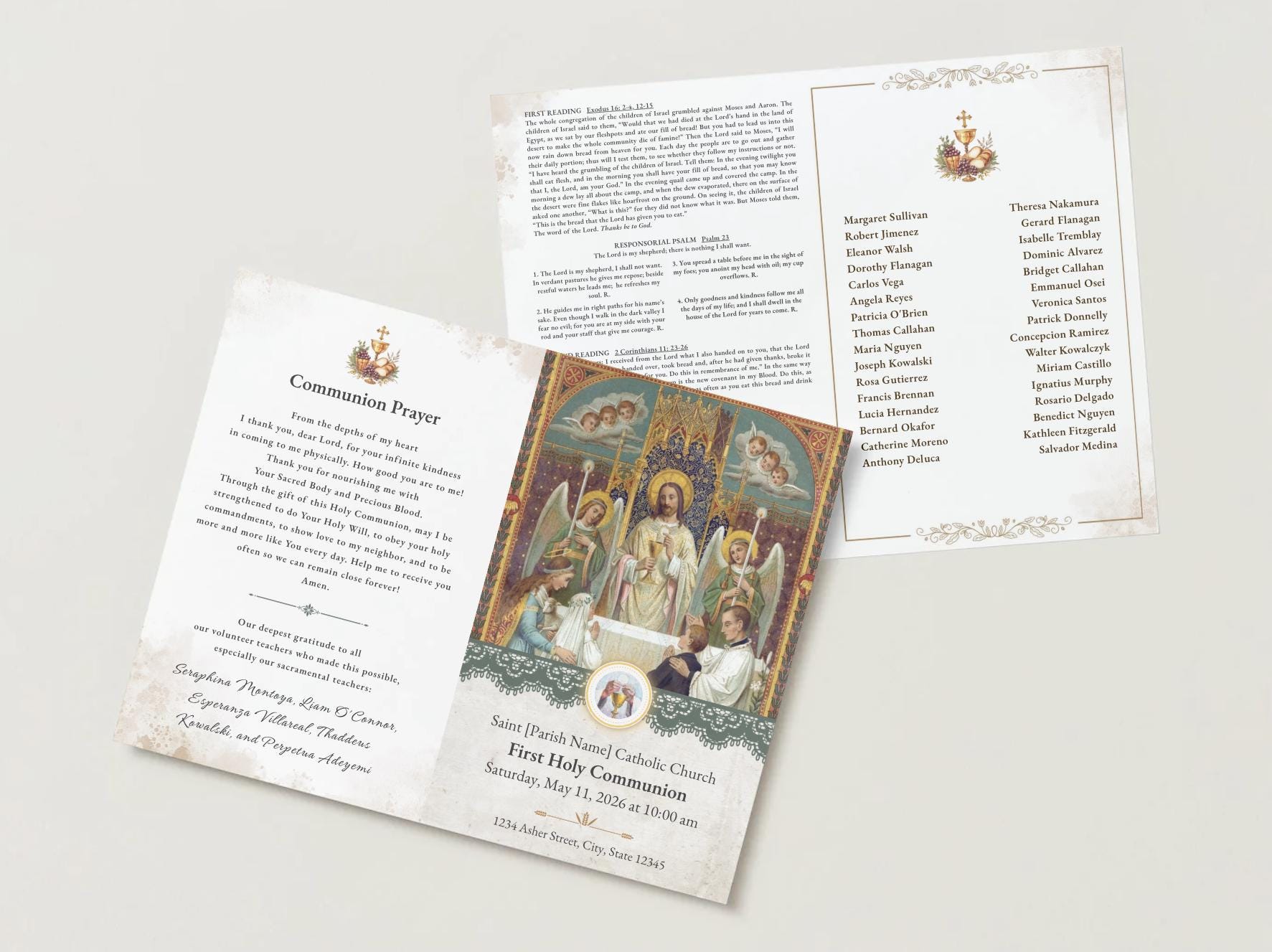 First Communion Mass Program Catholic Template | Canva Editable ...