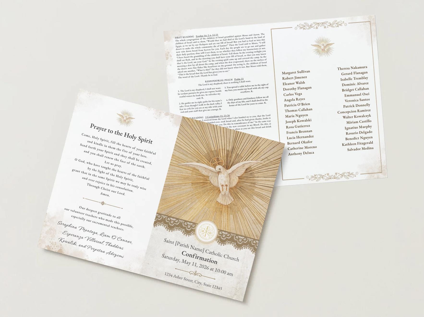 Confirmation Programs Confirmation Mass Program Catholic Template | Canva Editable ...