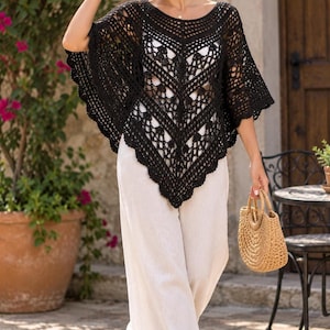Häkelanleitung Kleeblatt-Spitzenponcho, Anfänger PDF mit Boho Sommer-Strandüberwurf