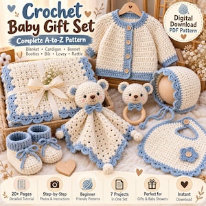 Waldtier Baby Häkelmuster Paket, 6 PDFs für Rasseln, Decke und mehr