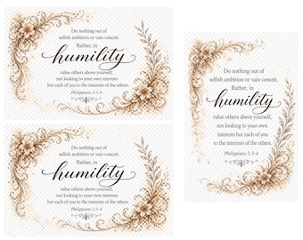 Filipenses 2:3–4 Inserto bíblico (Horizontal) Escritura vintage imprimible Arte de versículo bíblico sobre la humildad PNG transparente Inserto para diario bíblico