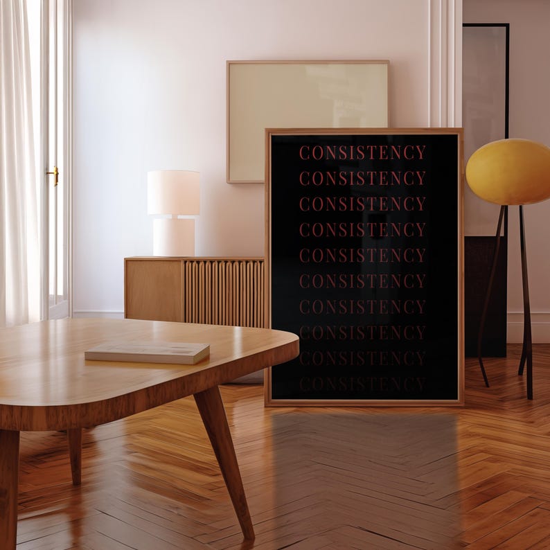 Consistency Motivational Poster, Minimalist Typography Wall Art ...