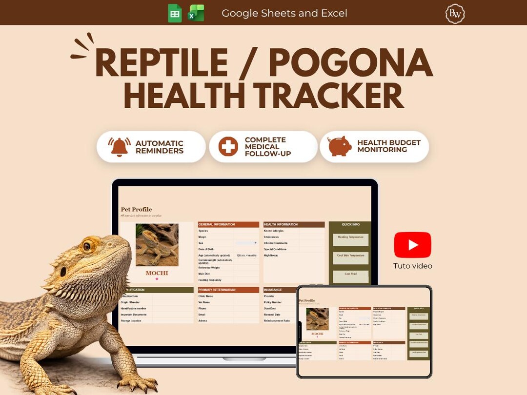 Bearded Dragon Health Tracker Excel & Google Sheets | Pogona Care ...