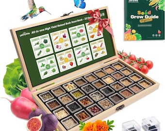 Heirloom Seed Kit: 32 Varieties Non-GMO Vegetables, Herbs, Fruits (Raised Bed)