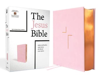 Biblia de Jesús NVI, tapa dura rosa, impresión cómoda en piel sintética, Biblia de estudio cristiana, regalo, libro religioso