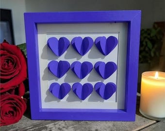 Gerahmte 3D Papier Herz Wandkunst, Benutzerdefinierte Farbe Origami Schattenbox Geschenk