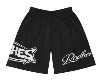 Basketball Shorts  Black 'Rodhes Studio' Graphic Athletic Shorts
