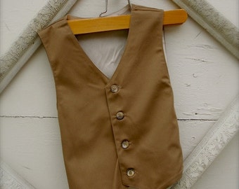 Khaki dark tan boys  VEST , boys dark tan vest (sz. xs-xl vests for boys)