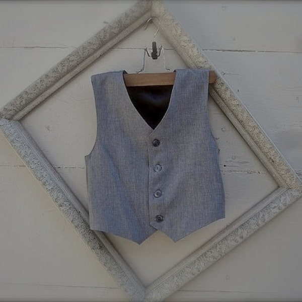 BOYS GREY VEST-sterling grey (Pastel grey vest) , boys grey vest, little boy vests, grey vest, little boys vest, baby vest, (1-10  year old)