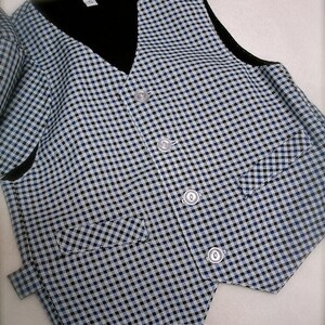 blue, black and white checkered boys VEST image 2