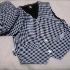 blue, black and white checkered boys VEST image 1