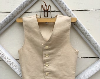 Boys vest Linen beige tan boys VEST, wedding vest for boys, ring bearer vest, photo prop for boys