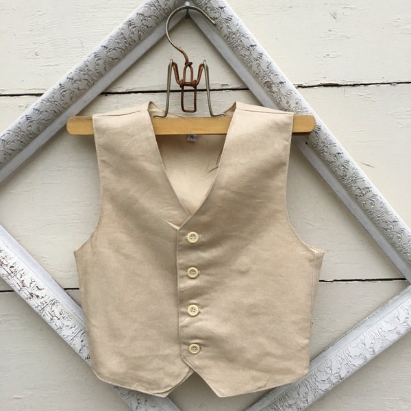 Boys vest Linen beige tan boys VEST, wedding vest for boys, ring bearer vest, photo prop for boys