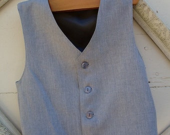 Sterling grey BOYS VEST, pastel gray boys vest, little boy vests, grey vest, little boys vest, baby vest, (1-10  year old)