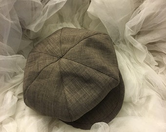 Baby Size, Sable brown newsboy hat, brown beret  hat for boys