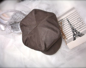 Dark Taupe Newsboy Beret, ringbearer hat,  Great Gatsby hat