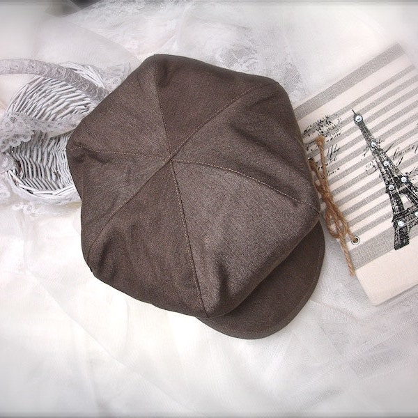 Dark Taupe Newsboy Beret, ringbearer hat,  Great Gatsby hat