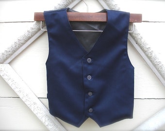 BOYS VEST-Navy Blue Boys vintage style Vest, Navy blue vest for boys,  Boys ring bearer vest, boys vest (sz. available 1-10 year old)