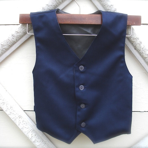 BOYS VEST-Navy Blue Boys vintage style Vest, Navy blue vest for boys,  Boys ring bearer vest, boys vest (sz. available 1-10 year old)