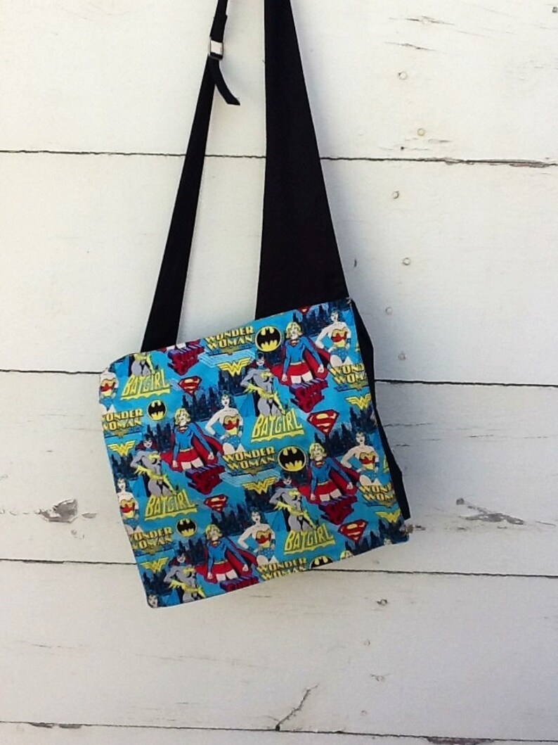 Large Back to school messenger bags Wonder Woman Super Girl Etsy
