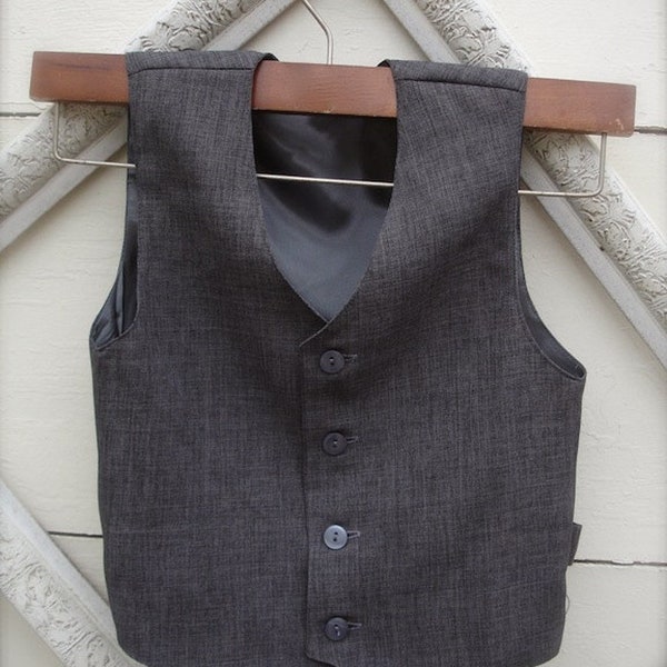 Boys Vest Boys Vintage Charcoal Grey Vest, Little boy vest, Ring Bearer attire, Toddler Boys Vest (from 1 year to 10 years old size)