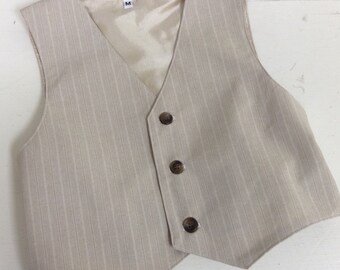 Boys vest, tan pinstripe boys VEST, wedding vest for boys, ring bearer vest, photo prop for boys