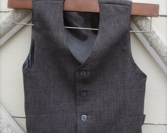 VEST size 11-12yrs Vintage charcoal boys with hint of brown Vest, boys vest, little boy vests