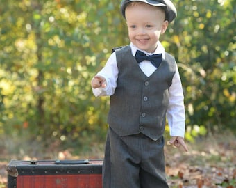 vintage charcoal grey BOYS KNICKER PANTS- little boy knickers, ring bearer pants, boys photo prop (sizes available 1-6 year old)