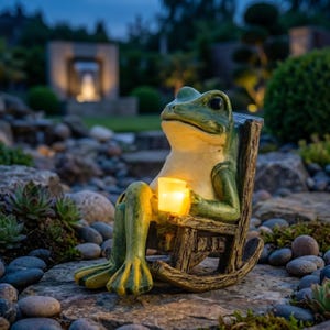 Solar Frog Garden Lamp, Waterproof Resin Frog Statue Light, Outdoor LED Yard Decor, Patio Lawn Garden Lamps, Solar Animal Lamp