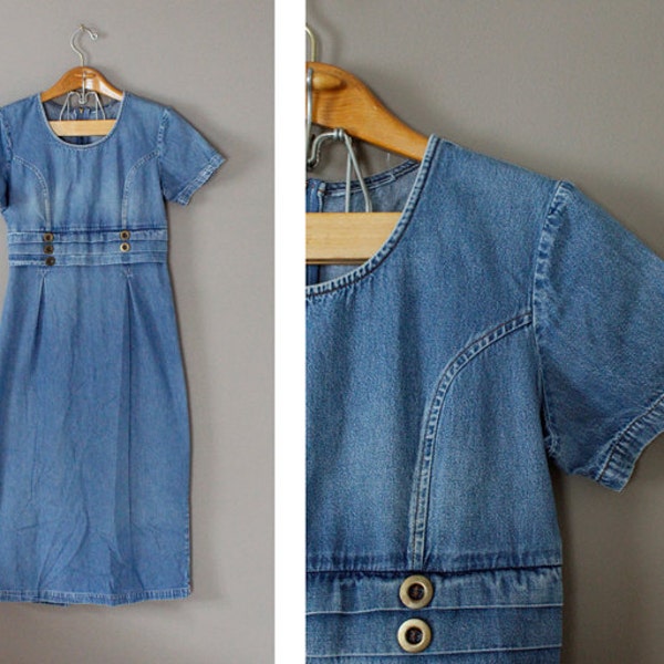 Vintage Short Sleeve Jean Dress Light Blue Size M