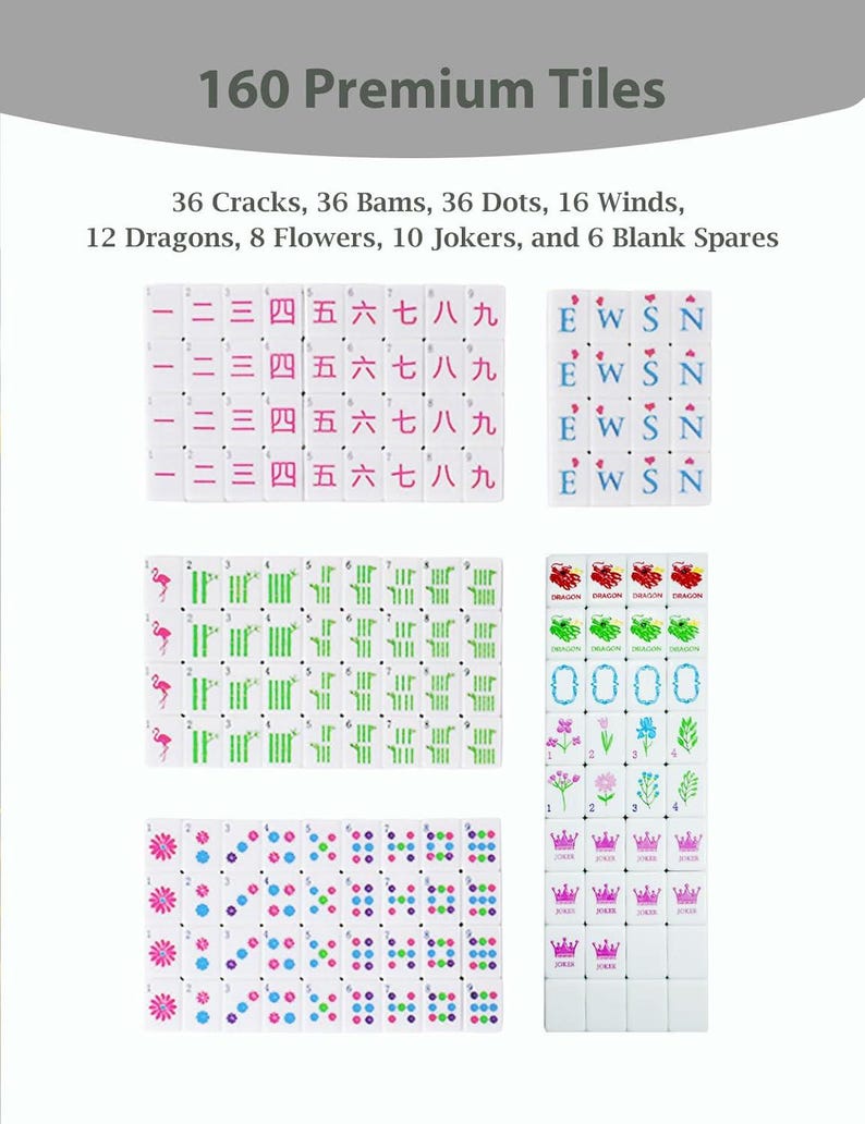Pink Acrylic Mahjong Set: Engraved Tiles, PU Bag, Dice Accessories image 3
