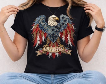 American Eagle PNG: Faux Patchwork 4th of July Design (Digital Download)