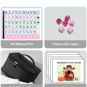 Pink Acrylic Mahjong Set: Engraved Tiles, PU Bag, Dice Accessories image 4