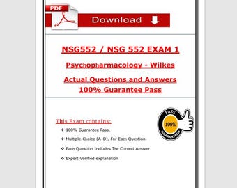 NSG 552 Exam 1 Questions & Answers | Psychopharmacology Nursing PDF