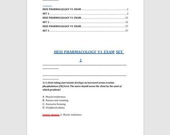 Hesi Pharmacology V1 Exam Bundle | 3 Full Sets NGN Questions PDF
