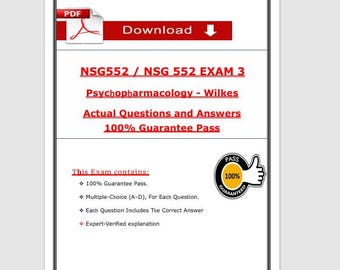 NSG 552 Exam 3 Questions & Answers | Psychopharmacology Nursing PDF