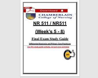 NR 511 Week 5-8 Final Exam Study Guide | Differential Diagnosis PDF