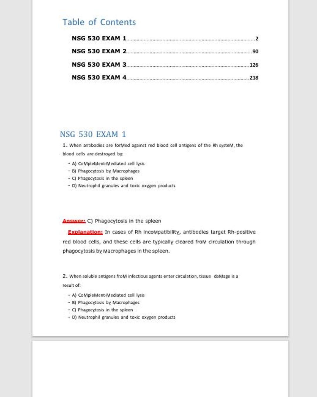 NSG 530 Exams 1 2 3 & 4 | Advanced Pathophysiology Questions PDF - Etsy