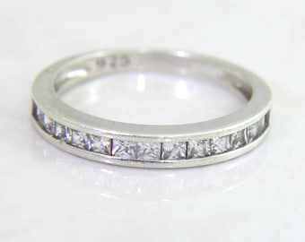 Sterling Silver Channel Set Princess Cubic Zirconia Ring US 6 3/4 UK N