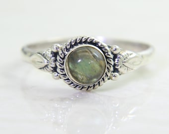 Labradorite Solitaire Ring – 925 Sterling Silver Size US 7 UK N 1/2