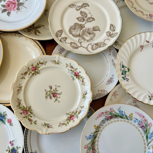 Vintage Mismatched Luncheon Plates, Vintage China Plates, Bulk Salad Plates Farmhouse, Cottage Chic, Wedding, Tea Party, Special Events Gift