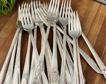 Bulk Long Handled Forks Vintage Silverplate, Wedding, Tea Party, Baby Shower, Special Event, Silver Plate Forks