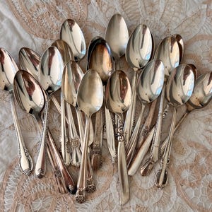 Bulk Silverplate Vintage Teaspoons, Tarnished Flatware, Tea Party, Special Event