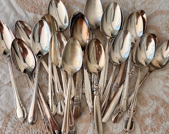 Bulk Silverplate Vintage Teaspoons, Tarnished Flatware, Tea Party, Special Event