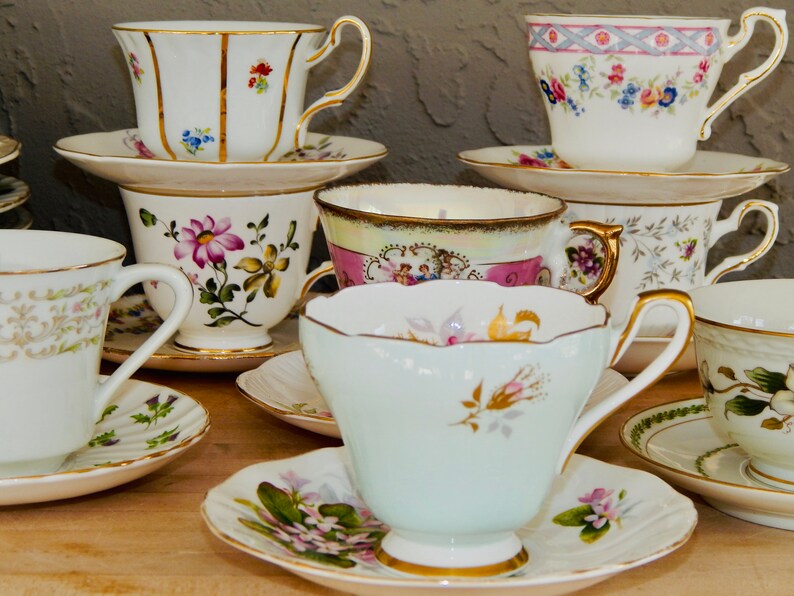 Mismatched Tea Cups and Saucers Vintage Bulk Mismatched Etsy