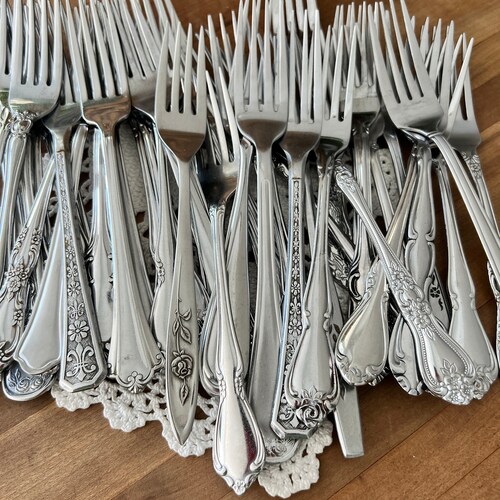 Vintage Mismatched Stainless Salad Forks Eclectic Farmhouse Etsy