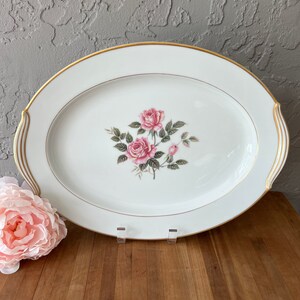 Vintage Serving Platter, 16 inch Noritake China Lindrose Wall Plate, Charcuterie Board, Serving Tray