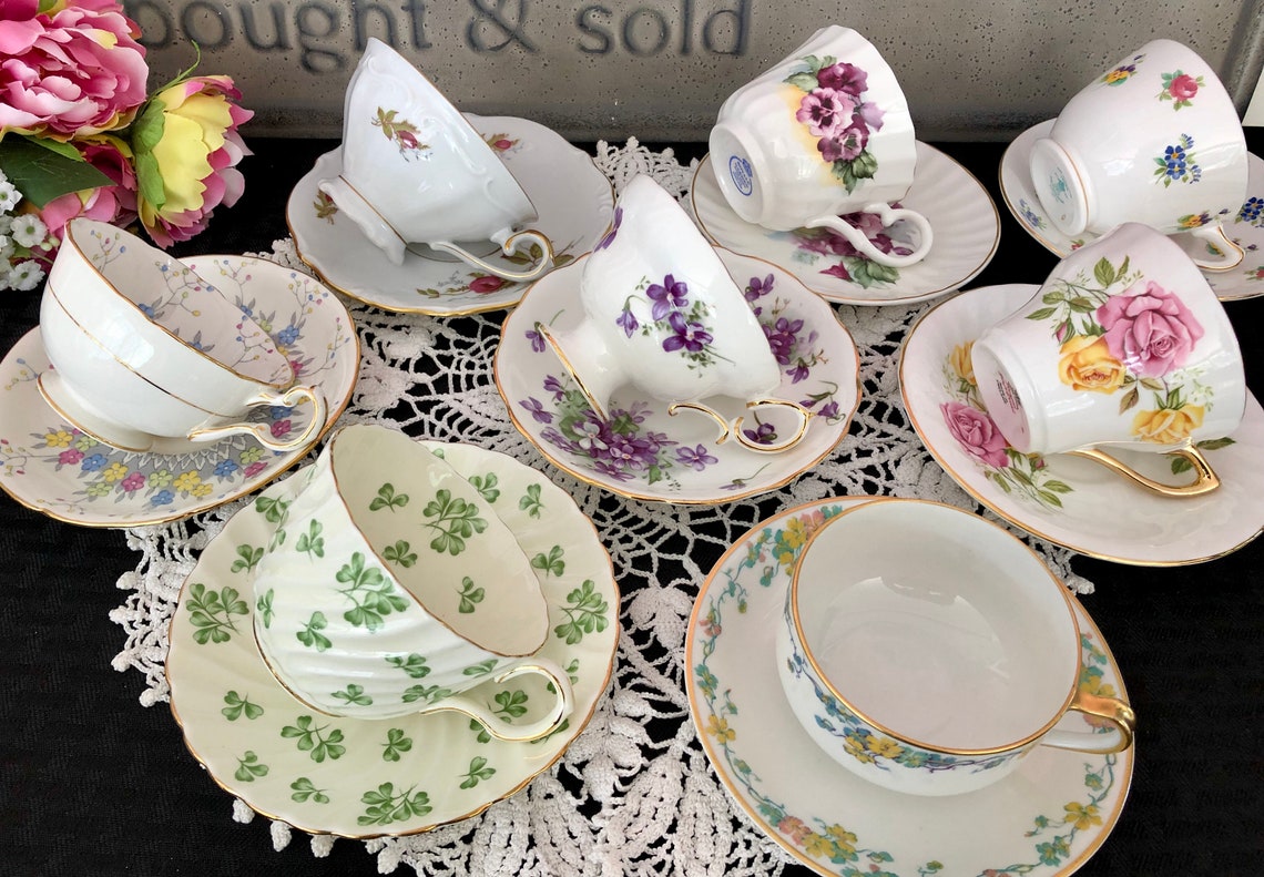 Mismatched Tea Cups and Saucers Vintage Mix and Match China Etsy