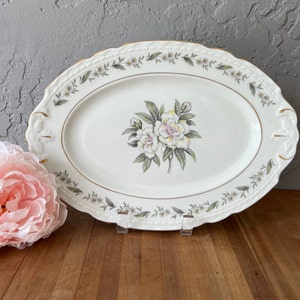 Vintage Royal Jackson China Platter: Fleur De Blanc Floral Turkey Serving Tray
