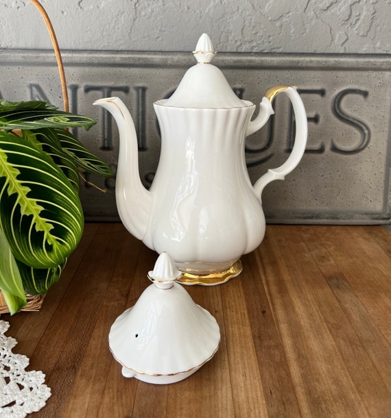 Coffee Pot Royal Albert Val Dor White Gold Trim Coffee Pot Etsy